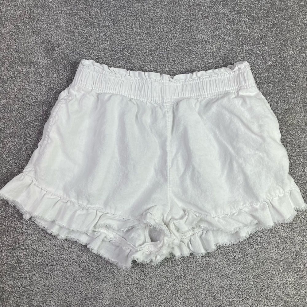 Aerie Shorts Women’s Small White Ruffle Hem Pull On Elastic Waist Pockets Lined
